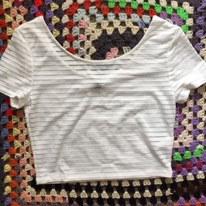 NWOT White see-through stripes crop top